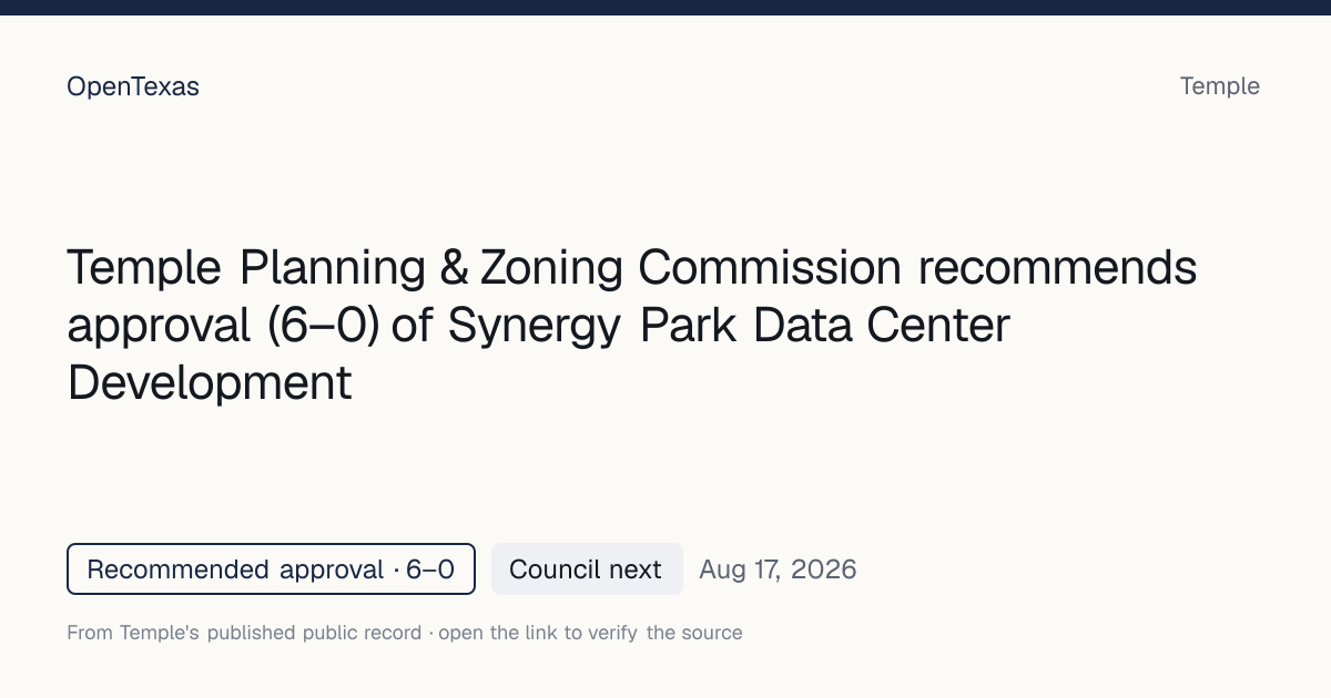 Synergy Park Data Center Development Development in Temple | OpenTexas